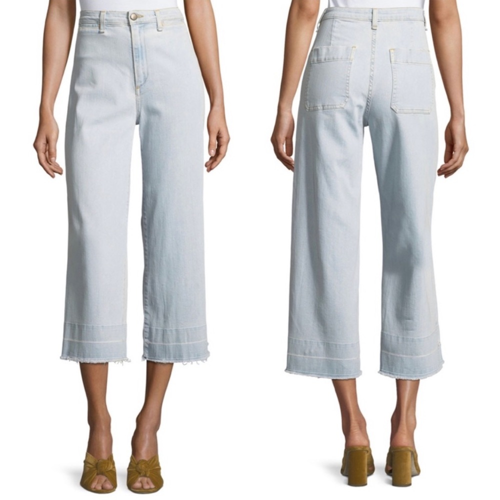 Veronica Beard Ali 11” Gaucho Jeans in Bleach Wash